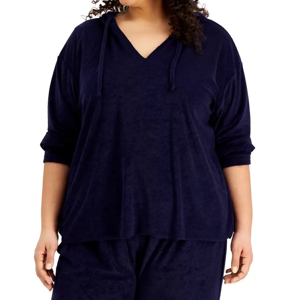 Rebellions One Woman's Plus French Terry Hoodie in Navy Size 1X & 2X New
